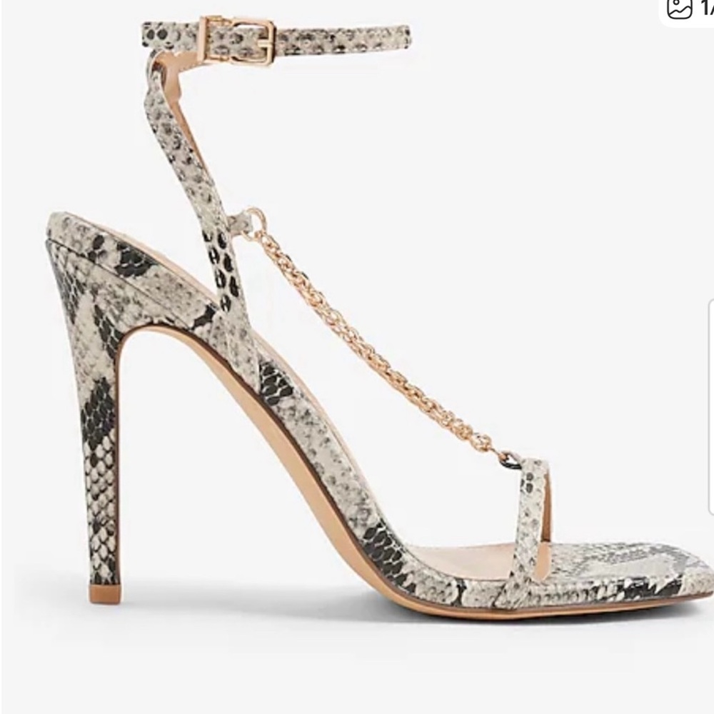 Express Snakeskin Chain Detail Heels